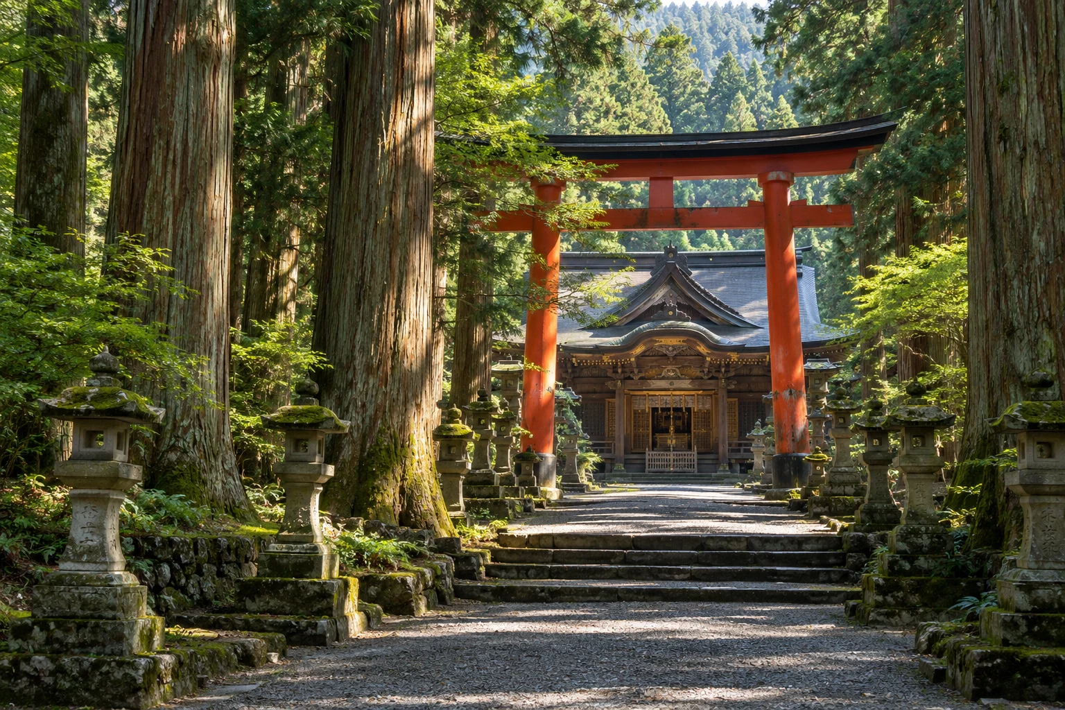 Original AI illustration · no people · Kitaguchi Hongu Fuji Sengen Shrine