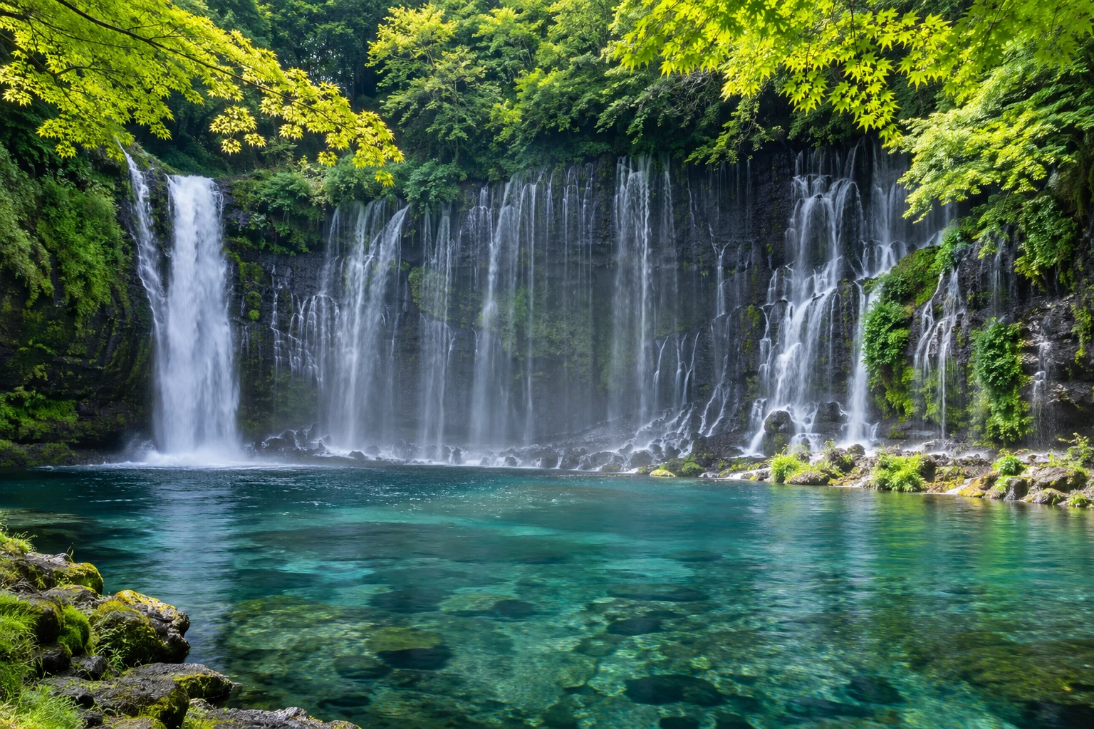 Original AI illustration · no people · Shiraito Falls