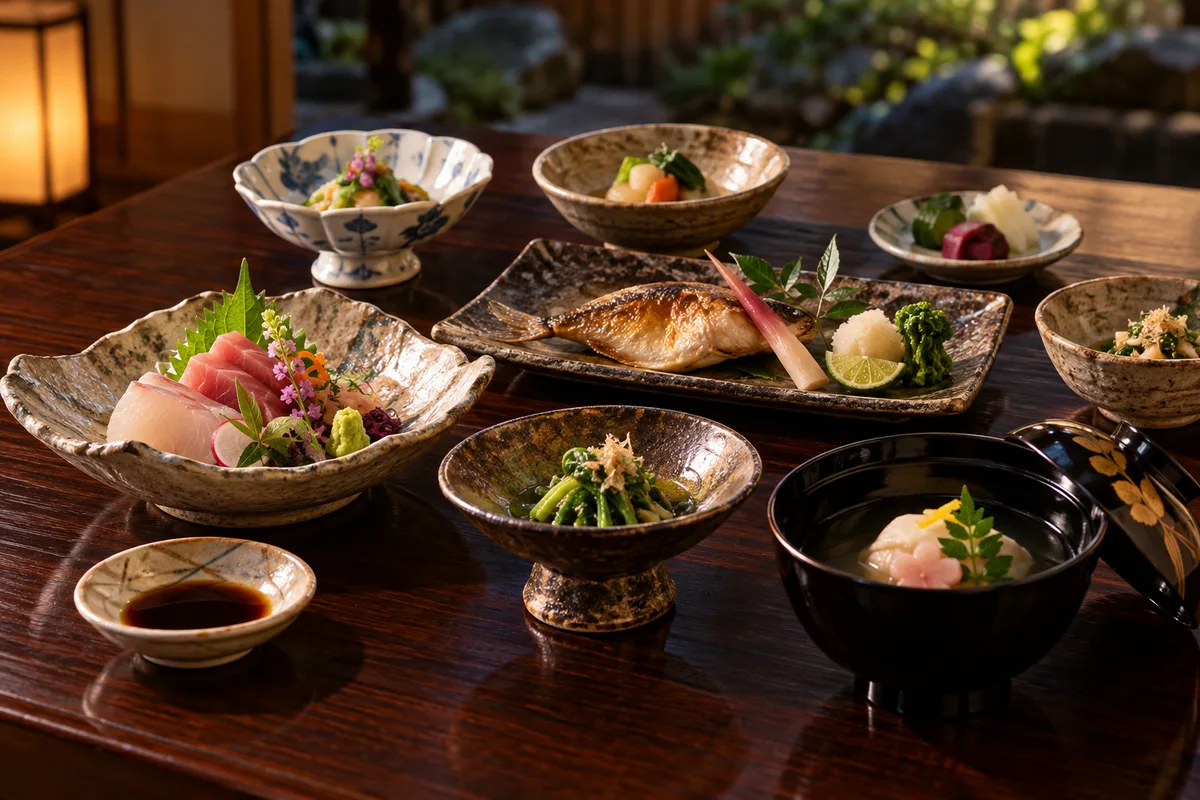 Hakone Ginyu — Ilustración con IA · ambiente y comida representativa.